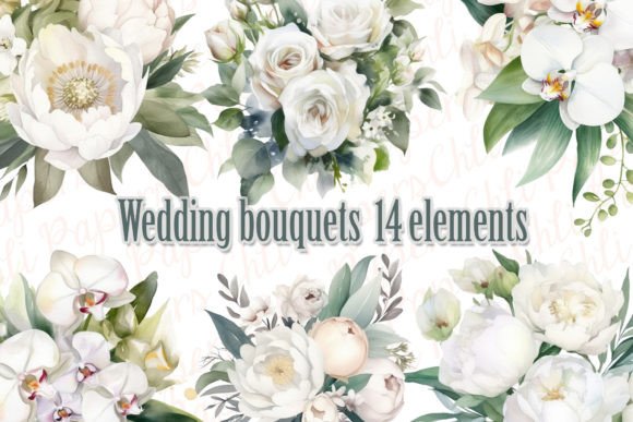 Download Wedding Bouquet Watercolor White Flowers - Watercolor Collection