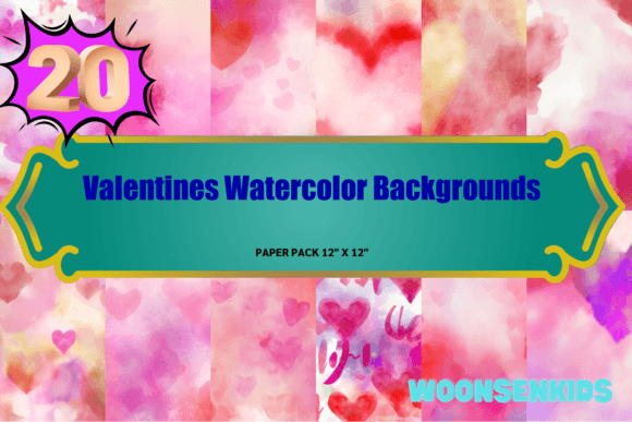 Download 20 Valentines Watercolor Backgrounds Png Kdp Digital Paper - Watercolor Collection