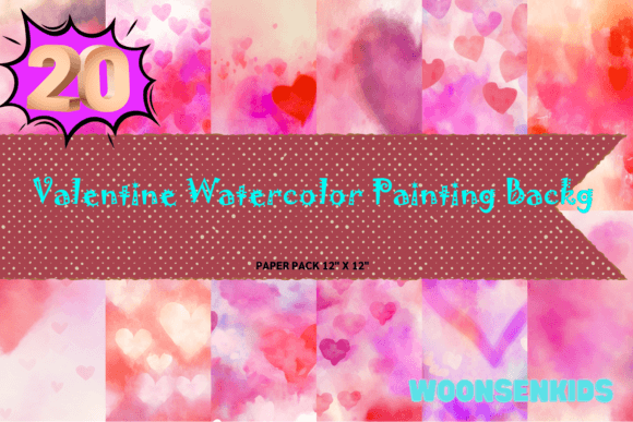 Download 20 Valentine Watercolor Painting Backg Png Kdp Digital Paper - Watercolor Collection