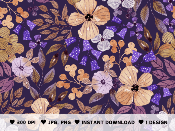 Download Watercolor Floral Dark Pattern - Watercolor Collection