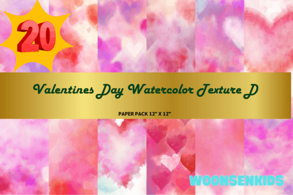 Download 20 Valentines Day Watercolor Texture D Png Kdp Digital Paper - Watercolor Collection