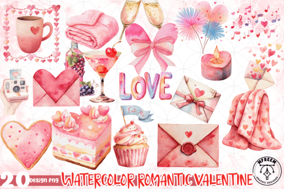Download Watercolor Romantic Valentine PNG - Watercolor Collection