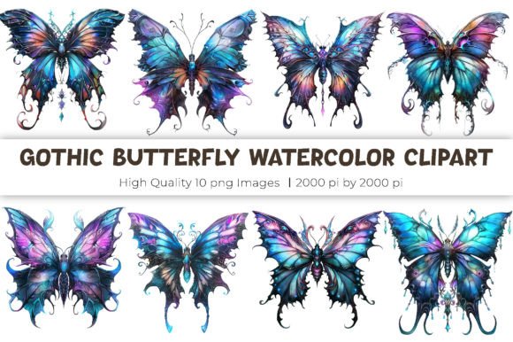 Download Gothic Butterfly Watercolor Clipart - Watercolor Collection