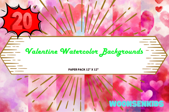 Download 20 Valentine Watercolor Backgrounds Png Kdp Digital Paper - Watercolor Collection