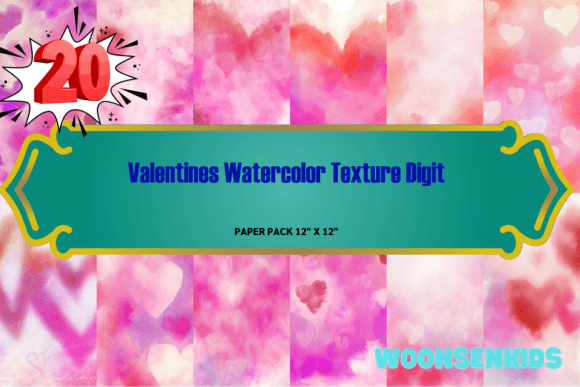 Download 20 Valentines Watercolor Texture Digit Png Kdp Digital Paper - Watercolor Collection