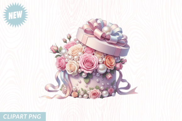 Download Watercolor Floral Gift Box Clipart PNG - Watercolor Collection