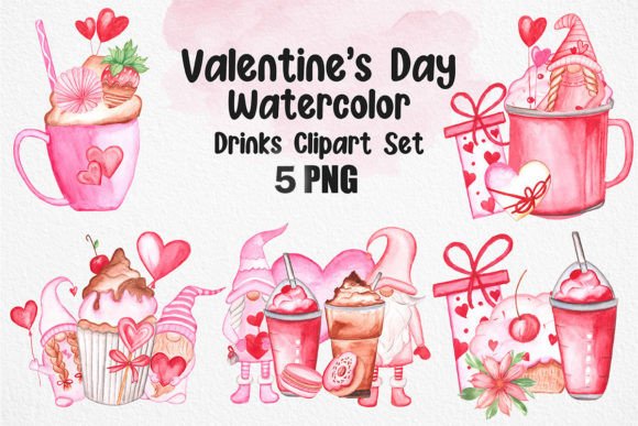 Download Watercolor Valentine Drinks Clipart - Watercolor Collection