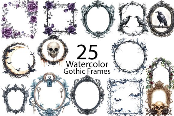 Download Gothic Frames Watercolor Clipart - Watercolor Collection