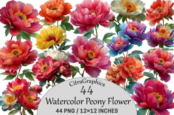 Download Watercolor Peony Flower Clipart. - Watercolor Collection