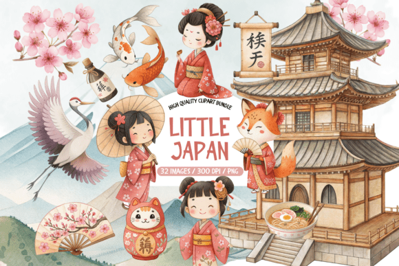 Download Japanese Watercolor Clipart Bundle - Watercolor Collection