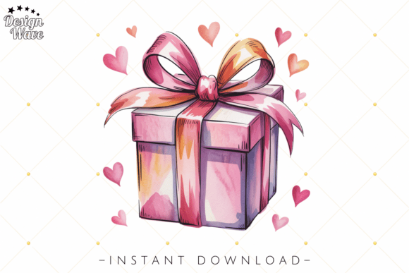 Download Valentine Watercolor Gift Box PNG - Watercolor Collection