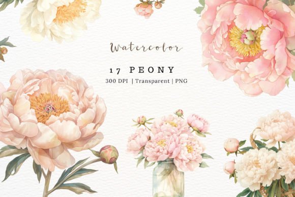 Download Vintage Peony Watercolor Clipart - Watercolor Collection