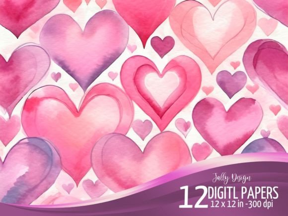 Download Watercolor Valentine's Day Hearts Design - Watercolor Collection