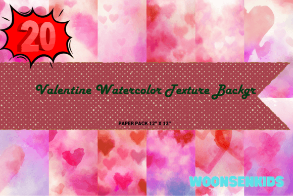 Download 20 Valentine Watercolor Texture Backgr Png Kdp Digital Paper - Watercolor Collection