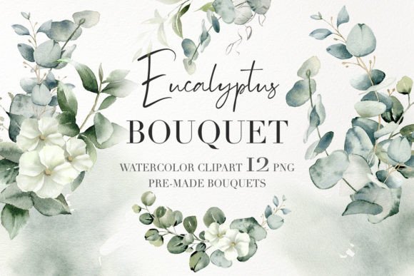 Download Watercolor Eucalyptus Bouquet Clipart - Watercolor Collection