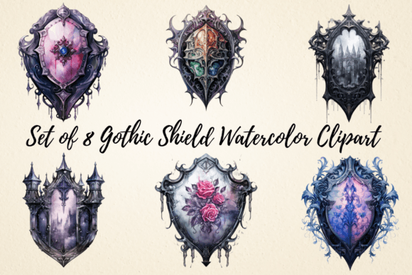 Download Gothic Shield Watercolor Clipart - Watercolor Collection