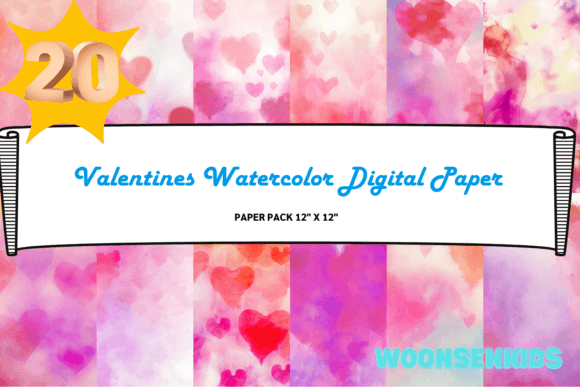 Download 20 Valentines Watercolor Digital Paper Png Kdp Digital Paper - Watercolor Collection