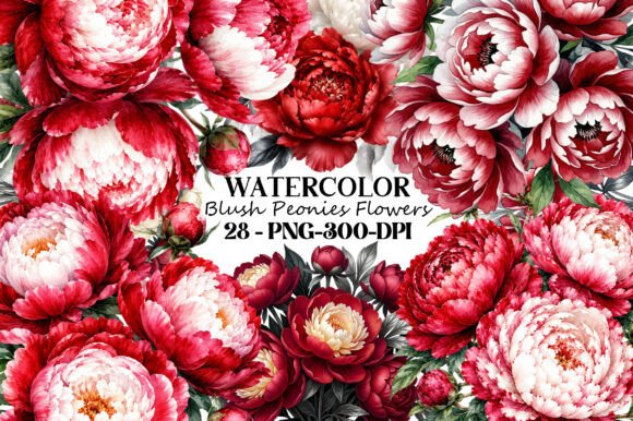Download Watercolor Blush Peonies Flowers PNG - Watercolor Collection