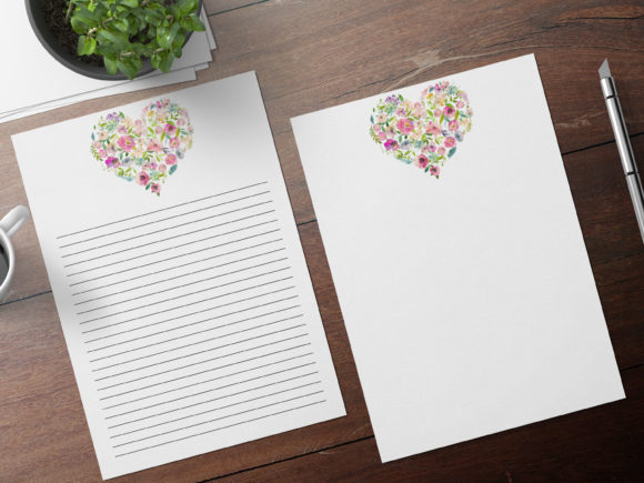 Download Watercolor Hearts Romantic Stationery - Watercolor Collection