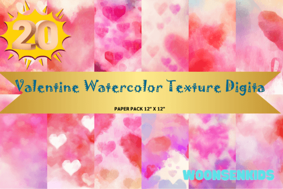 Download 20 Valentine Watercolor Texture Digita Png Kdp Digital Paper - Watercolor Collection