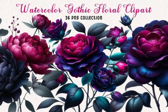 Download Gothic Watercolor Floral Clipart Bundle - Watercolor Collection