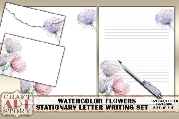 Download Stationery Set Watercolor Flowers - Watercolor Collection