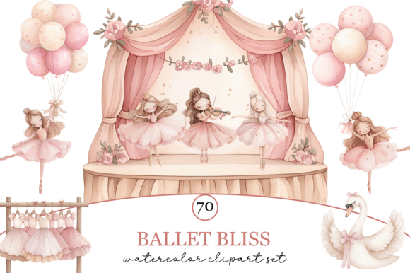 Download Pink Ballerina Watercolor Clipart Bundle - Watercolor Collection